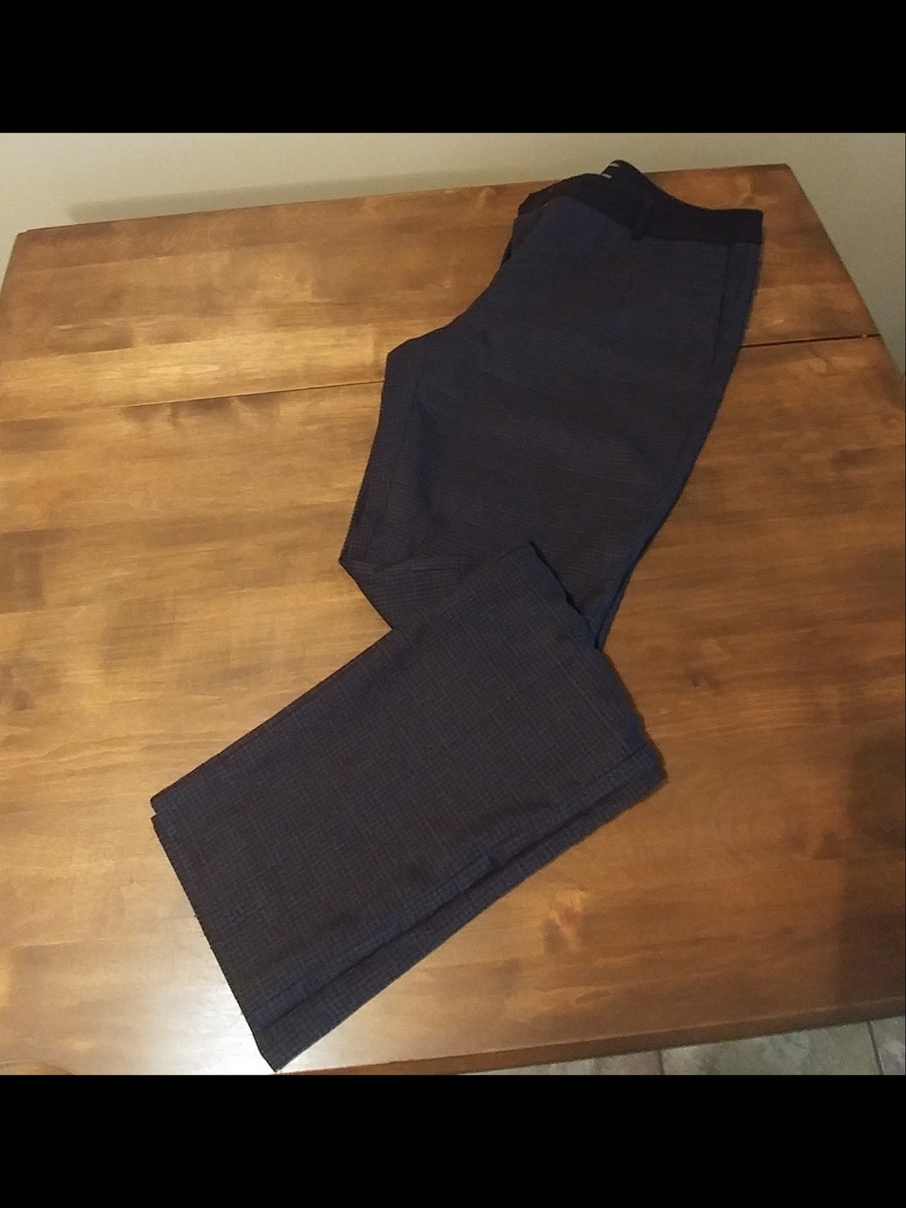 le chateau Navy Checked Straight-Leg Pants